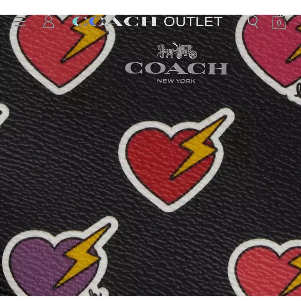 3 piece Coach Heart Bolt Print Bag , umbrella, and wristlet